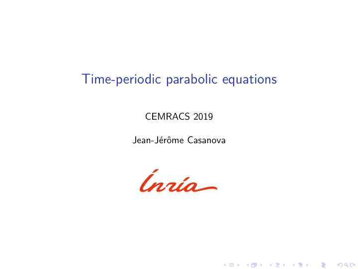 time periodic parabolic equations