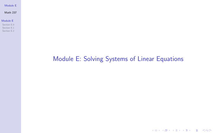module e solving systems of linear equations