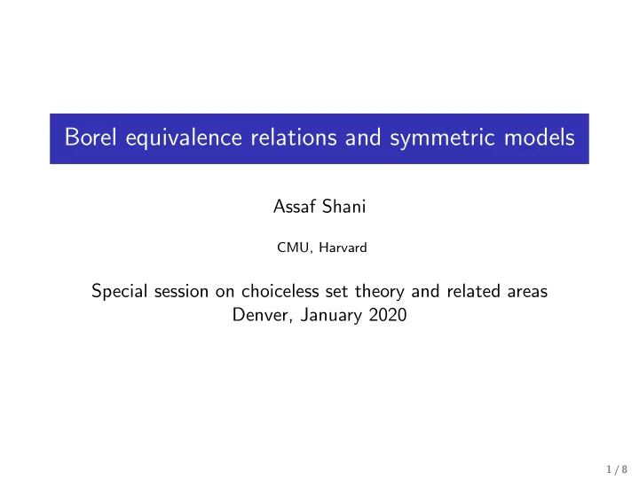borel equivalence relations and symmetric models