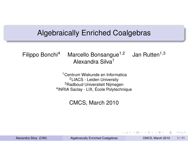 algebraically enriched coalgebras