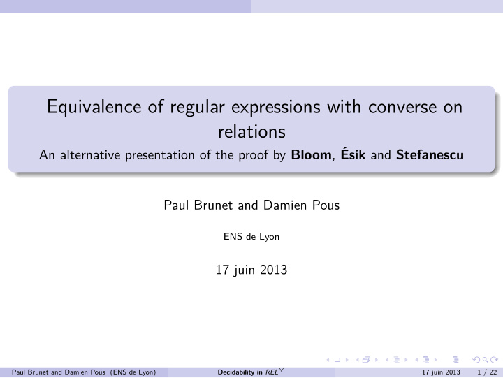 equivalence of regular expressions with converse on