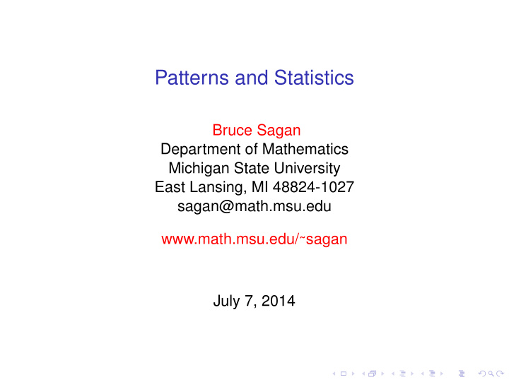 patterns and statistics