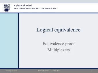 Logical equivalence  Equivalence proof  Multiplexers  January 22, 2020  Patrice Belleville /