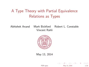 A Type Theory with Partial Equivalence  Relations as Types  Abhishek Anand  Mark Bickford  Robert