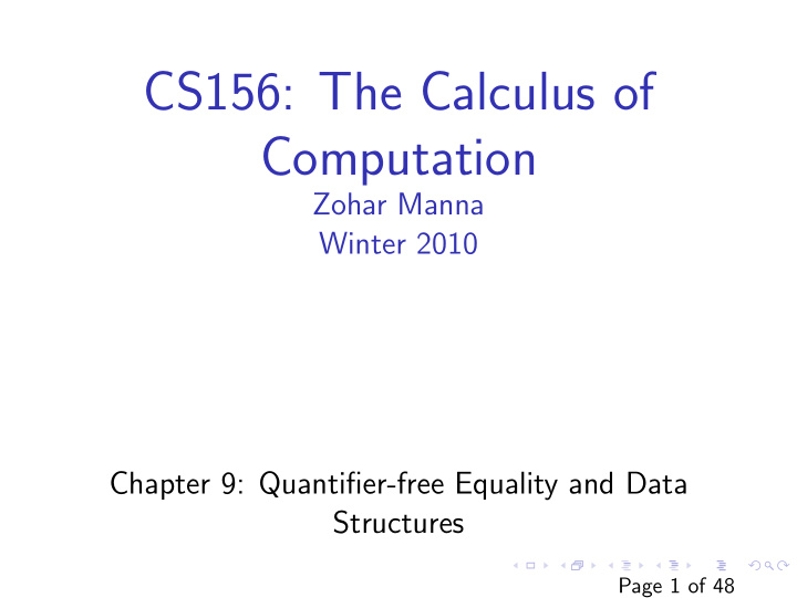 cs156 the calculus of computation