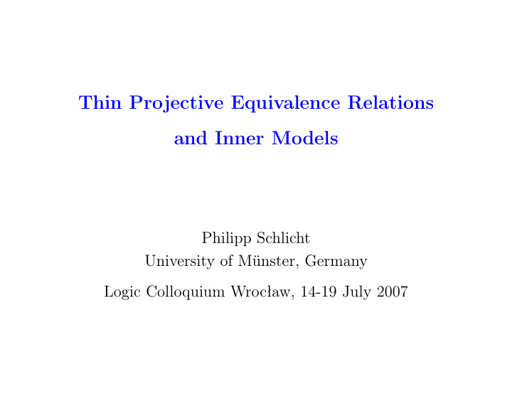 thin projective equivalence relations and inner models
