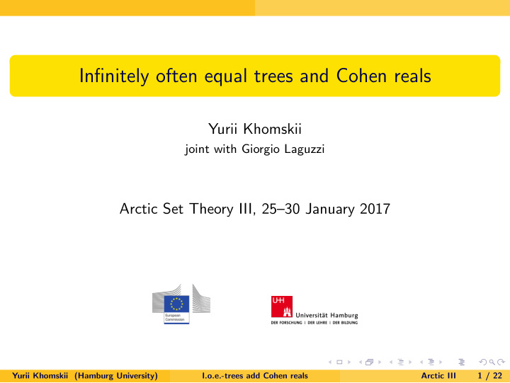 infinitely often equal trees and cohen reals