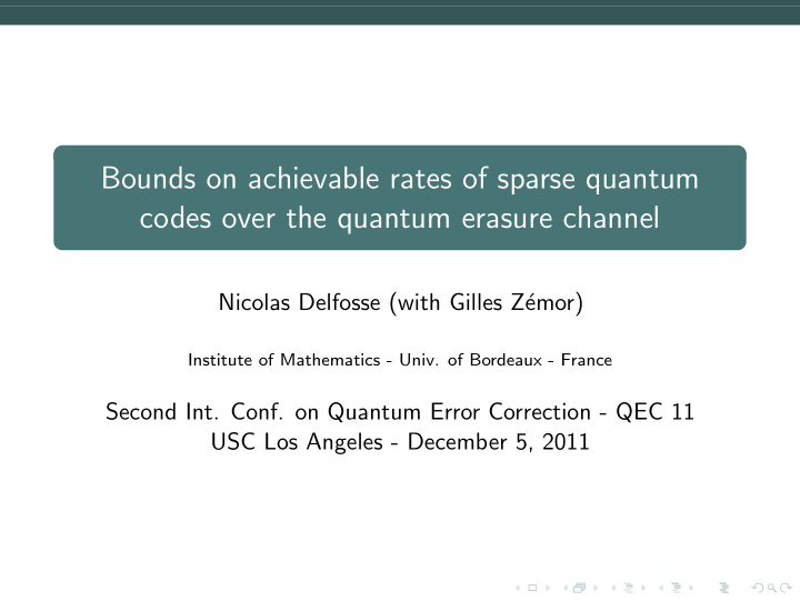 bounds on achievable rates of sparse quantum codes over