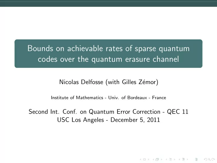 bounds on achievable rates of sparse quantum codes over