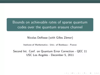 Bounds on achievable rates of sparse quantum  codes over the quantum erasure channel  Nicolas