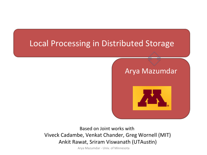 local processing in distributed storage