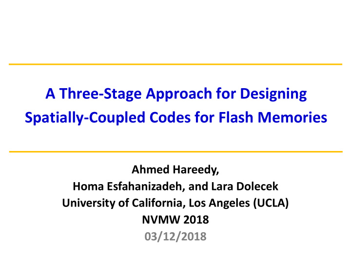 spatially coupled codes for flash memories