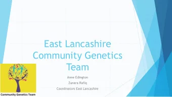 East Lancashire  Community Genetics  Team  Anne Edington  Zunara Rafiq  Coordinators East