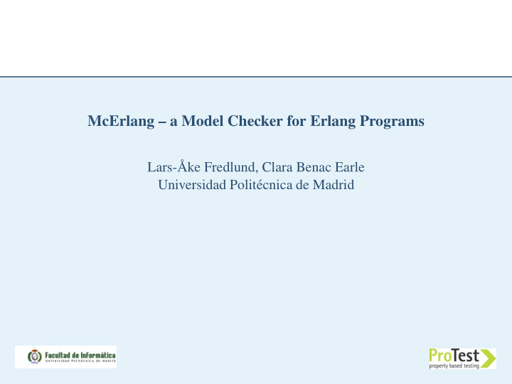 mcerlang a model checker for erlang programs