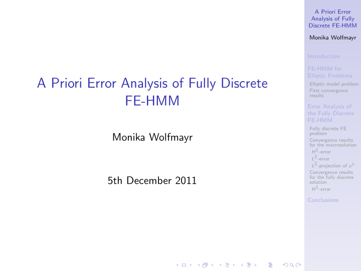a priori error analysis of fully discrete