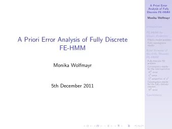 A Priori Error Analysis of Fully Discrete  Elliptic model problem  First convergence  results