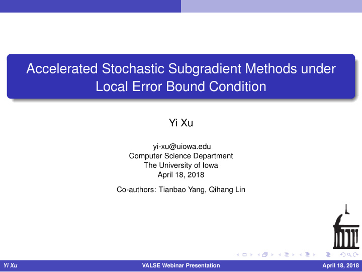 accelerated stochastic subgradient methods under local