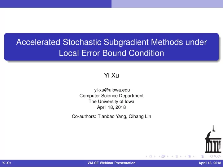 accelerated stochastic subgradient methods under local