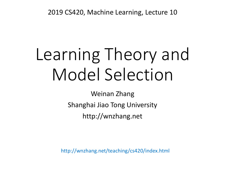 learning theory and model selection