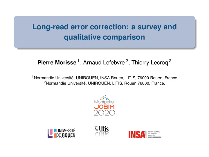 long read error correction a survey and qualitative