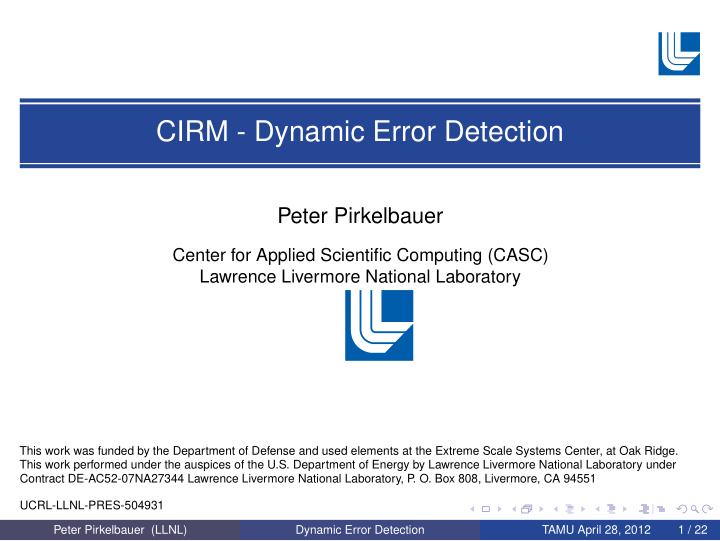 cirm dynamic error detection