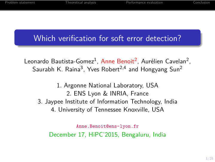 which verification for soft error detection