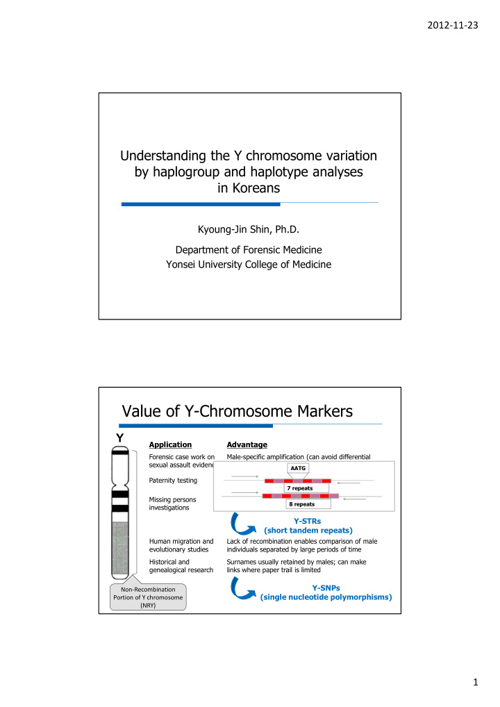 value of y chromosome markers