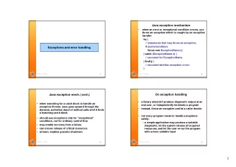 1  Benefits of exception handling  Handling exceptions  Generally, there are many ways to handle an