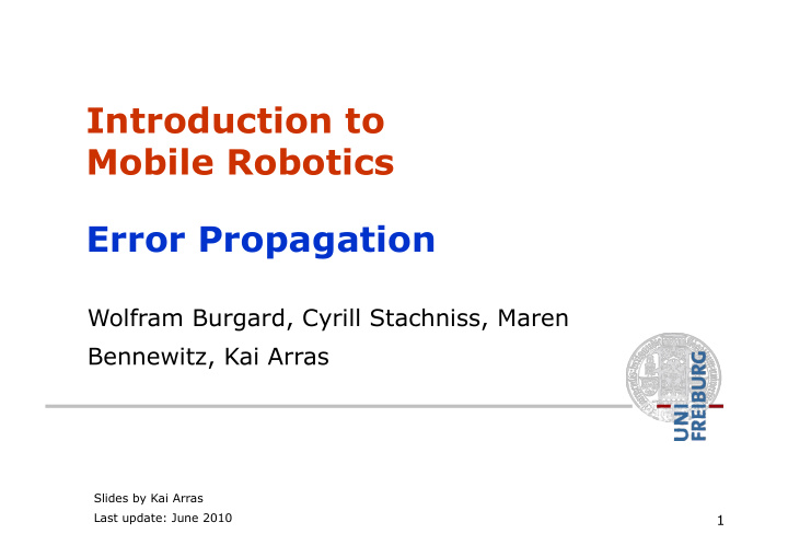 introduction to mobile robotics error propagation