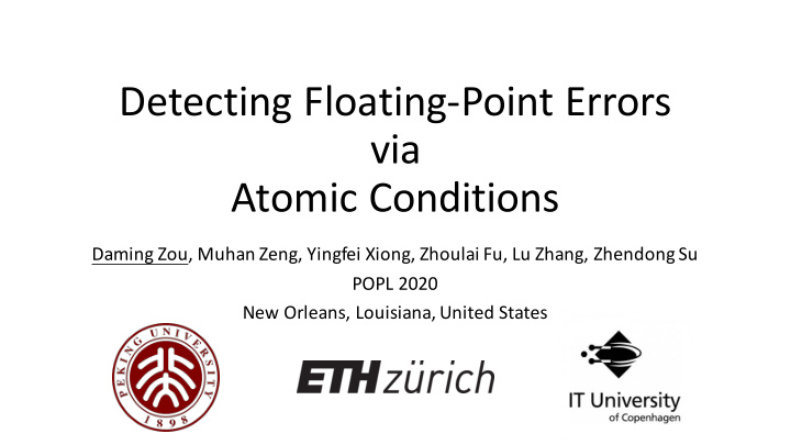 detecting floating point errors via atomic conditions