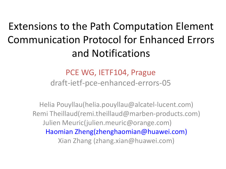 communication protocol for enhanced errors