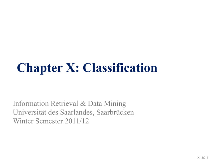 chapter x classification