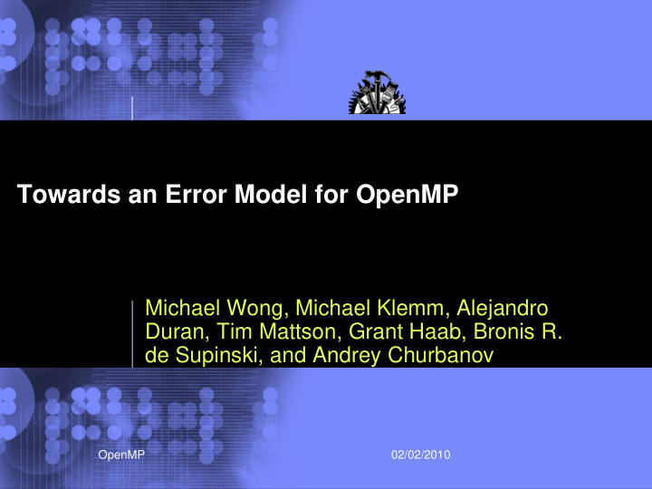 towards an error model for openmp