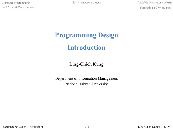 programming design introduction