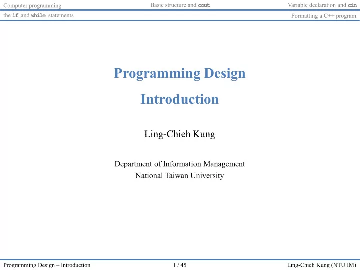 programming design introduction