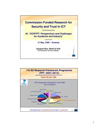 Commission Funded Research for  Security and Trust in ICT  -------------  At: ECRYPT: