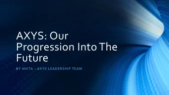 AXYS: Our  Progression Into The  Future BY ANITA  AXYS LEADERSHIP TEAM  AXYS Objectives And
