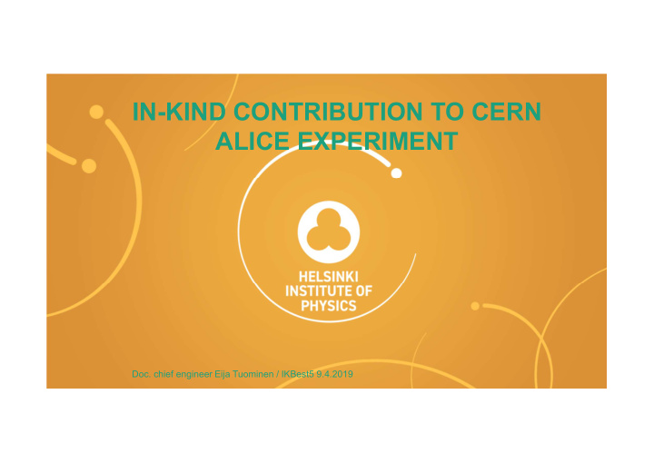 in kind contribution to cern alice experiment