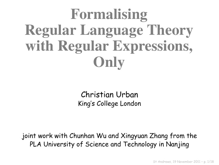 formalising regular language theory with regular