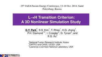 A 3D Nonlinear Simulation Study 1 , S.S. Kim 1 , T. Rhee 1 , H.G. Jhang 1 ,  G.Y. Park 1,2 , I.