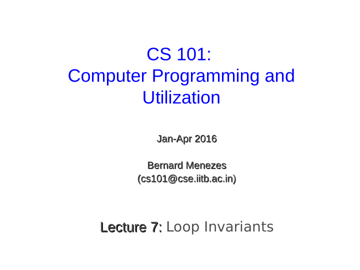 cs 101 computer programming and utilization