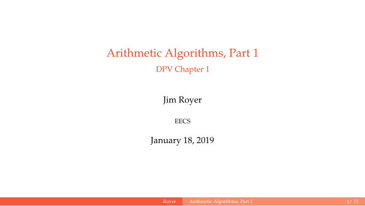 arithmetic algorithms part 1