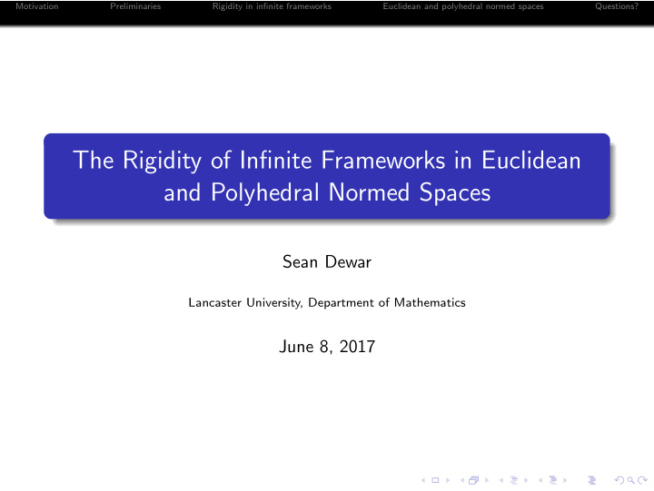 the rigidity of infinite frameworks in euclidean and