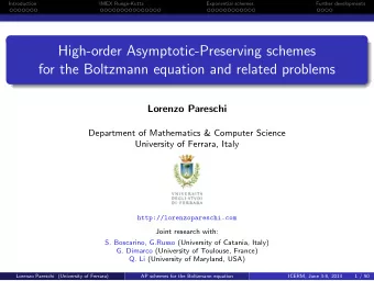 High-order Asymptotic-Preserving schemes  for the Boltzmann equation and related problems  Lorenzo