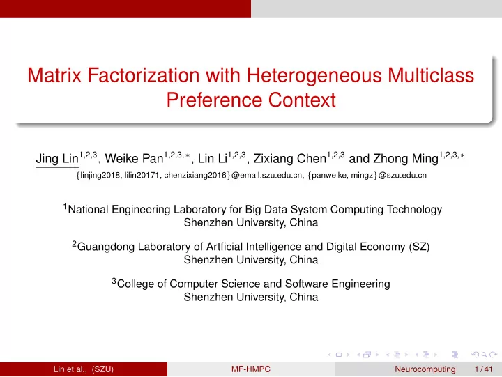 matrix factorization with heterogeneous multiclass