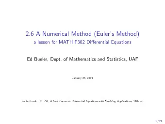 2.6 A Numerical Method (Eulers Method)  a lesson for MATH F302 Differential Equations  Ed