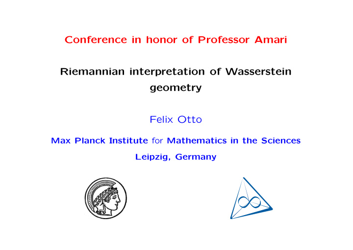 conference in honor of professor amari riemannian