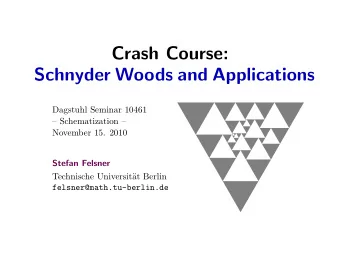 Crash Course:  Schnyder Woods and Applications  Dagstuhl Seminar 10461   Schematization