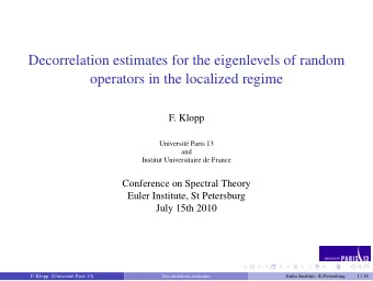 Decorrelation estimates for the eigenlevels of random  operators in the localized regime  F. Klopp