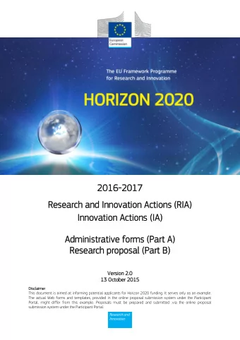 2016  20  16-20  2017  17  Res  Researc  earch and Inn  h and Innovati  ovation Ac  on Acti  tions